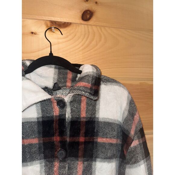 Women's Fleece Checkered Lightweight Semi-Cropped Jacket - Picture 2 of 4